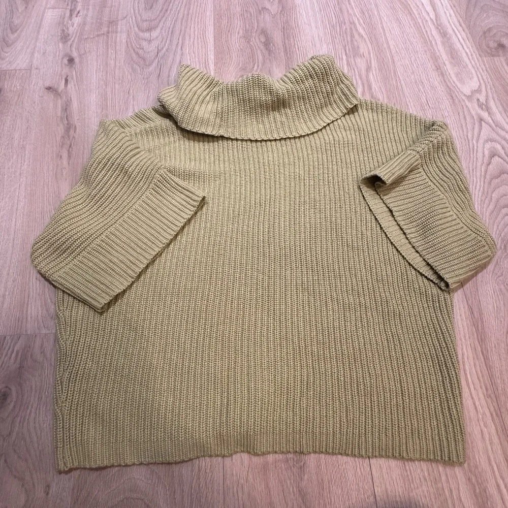 Chico's Women's 4 US XXL 1X Green Rabbit Hair Blend Cowl Neck Sweater Boxy - Picture 5 of 5